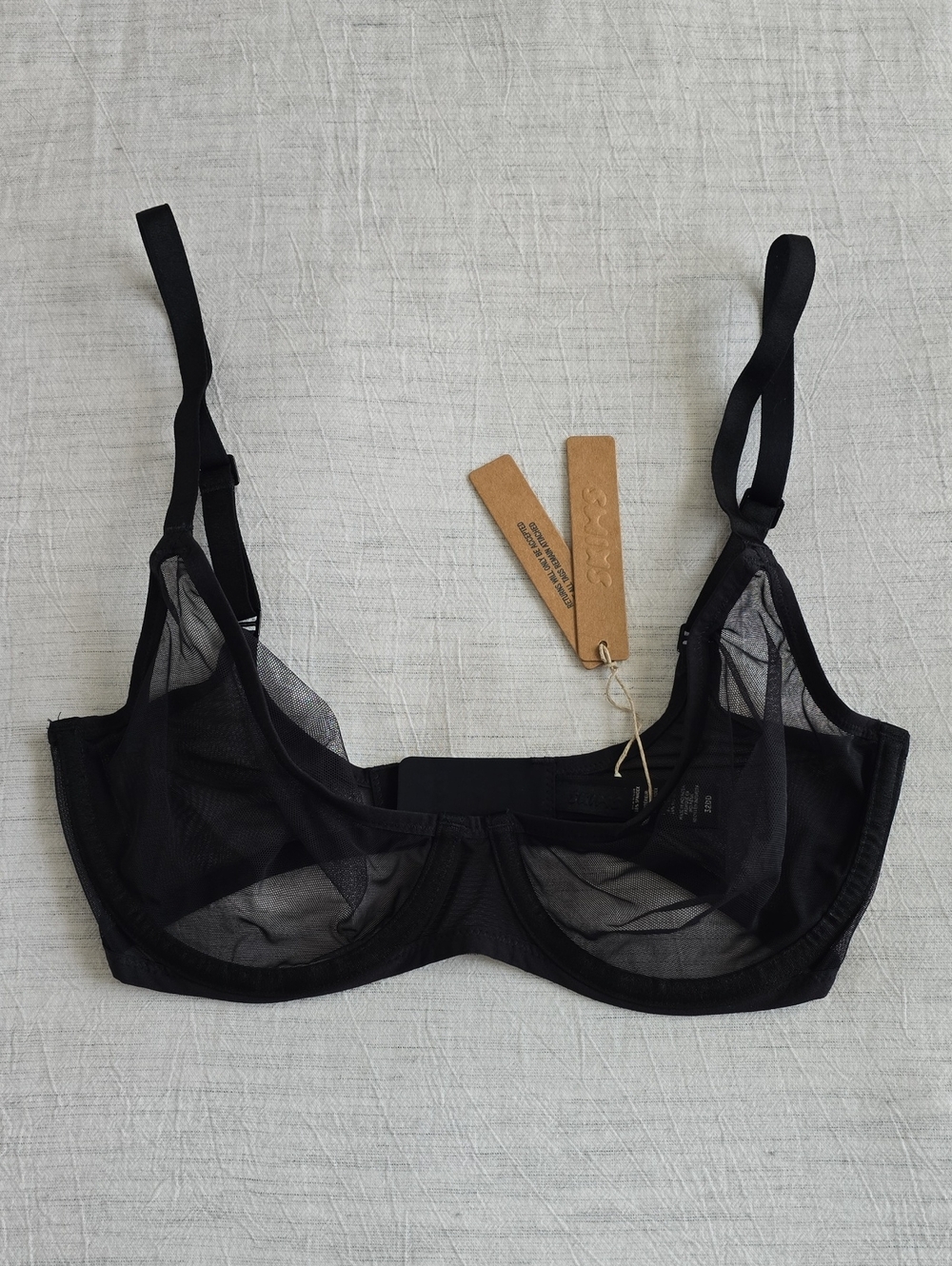SKIMS Ultra Fine Mesh Underwire Scoop Bra Size:32DD (32E) Onyx